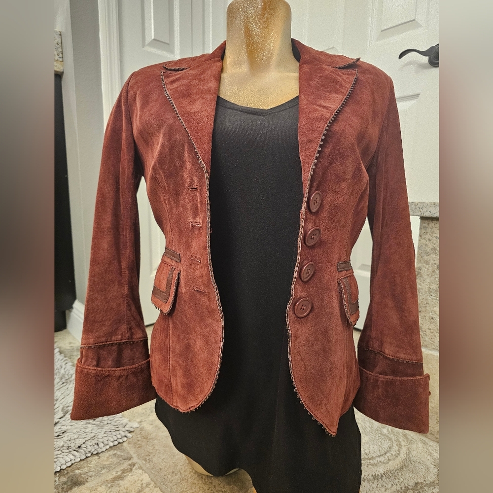Danier Suede Genuine Leather Womens Jacket/Blazer Size XS